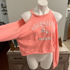 Exist cold shoulder Virginia Beach peachy orange sweatshirt